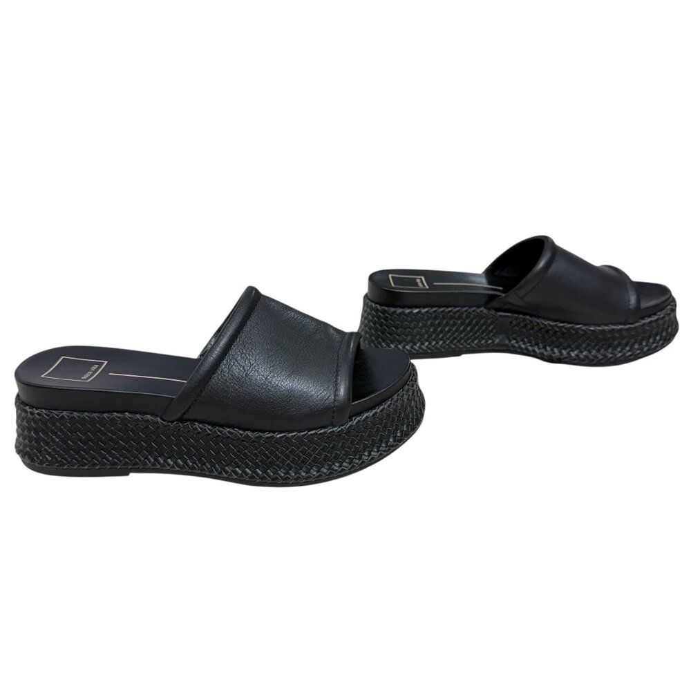 Dolce Vita Wimsyn Black Leather Slip On Platform Sandals Women's size 8